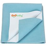 OYO BABY Ultra-Absorbent Dries Quickly Crib Sheet for Newborns, Baby Bed Protector, Reusable Waterproof Cot Sheet for Toddlers, Skin-Friendly for Toddler Infant, Medium Size (100cm X 70cm), Sea Blue