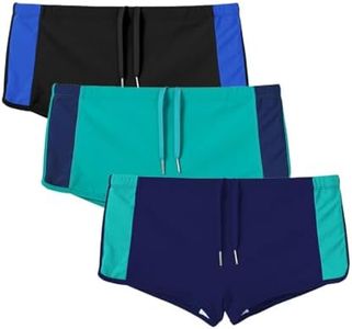 MUEBAIRES Men's Vitality Swimming Trunks Swimsuit for Water Sports Activities Bathing Suit for Men Men's Square Leg Swim Briefs 3Pack Black/Green/Dark Blue-XL