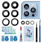 LOZOP 2 Sets Rear Camera Lens Glass Replacement with Adhesive Pre-Installed Compatible for iPhone 13 Pro / 13 Pro Max (3 Pieces/Set) with Repair Tools and Installation Manual