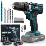 Sundpey Cordless Drill Set 21V - Power Drill Driver - Electric Drill Screwdriver with 2 Batteries 2.0Ah & LED Light & Spirit Level & 18+1 Torque (Max 45N.m) & 2 Speed for Home DIY Project Blau