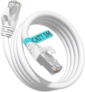 Cable Ethernet 5m Cat 7, Cable RJ45 Blindé Haute Vitesse 10Gbit/s 600MHz S/FTP Câble Réseau Blanc Gigabit Extérieur Imperméable Câble LAN Câble Internet pour Routeur Modem