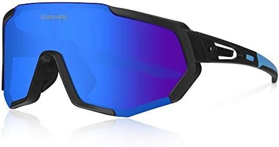 Queshark Cycling Glasses Sports Sunglasses for Men Women with 1 Polarized 2 HD Lens For MTB Running Driving Fishing Baseball