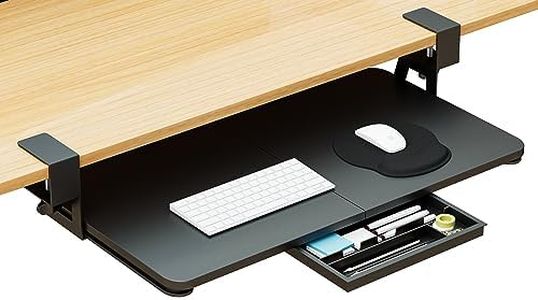 CALASK Desktop Keyboard Tray, Under Desk Pull Out, 26.77" X 11.81" Large Size Keyboard Tray with C-Clip Mount, Easy Installation, Computer Keyboard Stand, for Home Study and Office