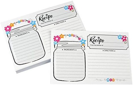Home Advantage Mason Jar Double Sided Recipe Cards 4x6 (50, Colorful)