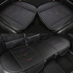 Black Panther Bottom Car Seat Covers Include Front Seat Cover and Rear Bench Cover, Universal PU Leather Seat Protectors Fit 90% Vehicles-No heating (Black)