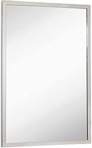 Hamilton Hills 24x36 inch Polished Silver Metal Frame Full Length Mirror | Commercial Industrial Contemporary Rectangle Mirrors | Wall Mounted Mirror for Bathroom Vanity | Hangs Horizontal & Vertical