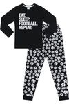 Boys Eat Sleep Football Repeat White Long Cotton Pyjamas (7-8 Years)