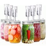 6 Set Fermentation Lids, Fermentation Kit for Wide Mouth Jars, Stainless Steel Fermenting Lids with 24 Silicone Grommets, 6 Airlocks, 6 Silicone Rings(Jars Not Included)