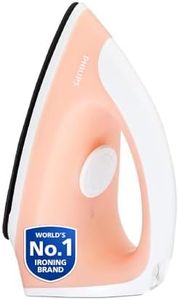 Philips GC097/50 750-Watt Dry Iron (World no. 1 Ironing Brand), Light & Easy to Use, Powerful 750 Watt Heat up with a comforable wide grip, Black Non Stick Soleplate (Peach)