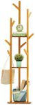 LEOPAX Bamboo Tree Garment/Clothes Portable Hanger Stand Rack With 3-Tier Storage Shelves And Hooks (L: 15.7 X W: 12.9 X H: 66.9 Inch, Wooden Yellow), 39.88 X 32.77 X 169.93 CM