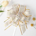 Ainmto 10Pcs Large Pull Bows(6 Inch),White Organza Pull Bows for Gift Wrapping,Party Decorations,Wedding Cars,Baskets