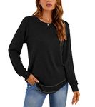 KUOTAI Womens Long Sleeve Shirts Casual Crewneck Blouses Fashion Tunic Tops for Leggings(Black, X-Large)