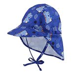 LACOFIA Baby Boys UPF 50+ Sun Protection Beach Hat Toddler Super Soft Adjustable Flap Cap Kids Summer Visor Cap Blue Dinosaur 2-5 Years