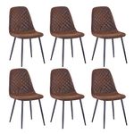 AINPECCA Set of 6 Dining Chairs Suede Seat with Metal Legs Dressing Lounge Home (Brown, 6)