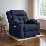 DROGO Luxora Zero Gravity Electric Motorised Single Seater Recliner Sofa with Rapid Recline Technology, Premium Fabric & Padded Body | Recliner Chairs for Home Relaxing with 1 Yr Warranty (Blue)