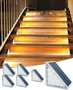 Asteria Solar Stair Lights 6 Pack, Solar Step Lights Outdoor Waterproof IP67, 13 LED Beads for Increased Brightness, Solar Outdoor Lights for Decorative Use on Stairs, Deck, Front Porch (Warm White)