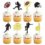 Keaziu 32PCS Rugby Ball Cupcake Topper Football Touch Down Cupcake Picks Sports Theme Baby Shower Boys Birthday Cake Party Decorations Supplies