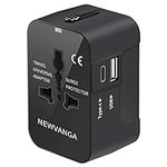 Universal Travel Adapter, All in One Plug Adapter with USB C, Worldwide Power Adapter USB Type C Port, International Wall Charger Foldable Plug Converter Outlet for Europe EU UK AUS (Type G/C/I/A)