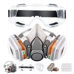 Respirator Mask Reusable Half Face Cover Gas Mask with Safety Glasses, Paint Face Cover Face Shield with Filters for Painting, chemical, Organic Vapor, Welding, Polishing, Woodworking and Other Work Protection