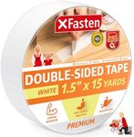 XFasten Double Sided Tape, Removable, 1.5-Inch by 15-Yards, Single Roll, Double Sided Adhesive Tape for Arts and Crafts, Woodworking, and Holding Down Carpets - Residue-Free