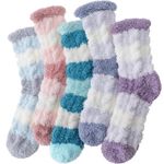 ANTSANG Womens Fuzzy Socks Fluffy Slipper Cozy Cabin Winter Soft Fleece Warm Comfy Thick Christmas Gift Socks(Wide Bar Color Series)