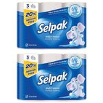 Selpak Imported Paper Towel Kitchen Roll 3 Ply - 3 Rolls (Pack of 2)