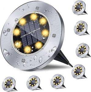 CBFTEE Solar Ground Lights - 8 Pack Outdoor Solar Disk Lights, Waterproof LED Lights - Landscape for Pathway, Yard, Deck, Lawn, Patio, Walkway