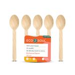 ECO SOUL [140mm, 100 Pack] Disposable Spoons | Wooden Dining Flatware | Ideal for Kids Birthday, Wedding & Party