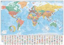 Pyramid International World Map (Flags and Facts) -Giant Poster 100 x 140cm, paper, Multi-Colour, 10 x 140 x 1.3 cm