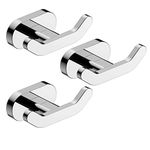 SL Vintage Brass Robe Hook | Coat Hook with Chrome Finish and Wall Mounted (Set of 3)