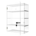 Clear Acrylic Countertop Display Box Case: 4-Tier Perspex Showcase with Lock Key - Detachable Display Cabinet Suitable for Figures Rock Collectibles (11.8x5.9x15.7 inch)