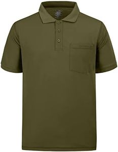 Mens Short Sleeve Polo Shirts with Collar Rugby Shirts for Men Dry Fit Polo Shirts (Army Green,M)