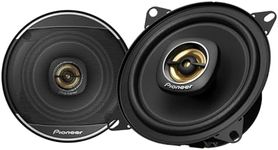 PIONEER TS-A1081F, 2-Way Coaxial Car Audio Speakers, Full Range, Clear Sound Quality, Easy Installation and Enhanced Bass Response, Black and Gold Colored 4” Round Speakers