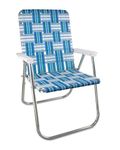 Lawn Chair USA | Folding Aluminum Webbed Chair for Camping, Sports, and Beach | Classic - Sea Island with White Arms