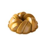 Nordic Ware Braided Bundt Pan, Cast Aluminium Bundt Tin, Bundt Cake Tin with Braid Pattern, Cake Mould Colour: Gold