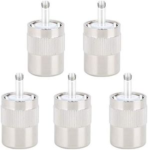 VBESTLIFE Latón Niquelado UHF PL-259 Conector coaxial de Soldadura de Enchufe Macho para 50 ohmios RG8/RG214/RG213 9913/LMR400 Coaxial (5PCS)
