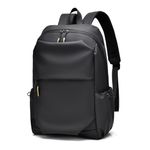 WALKENT Stylish 15.6" Laptop Bag, Rain Cover, Waterproof Fabric, Anti-Theft Back Pocket, Backpack for Office College Men Women - Hazel D6 Black