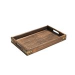 Wood Serving Tray with Handles, Decorative Rectangle Serving Trays, Great for Dinner Trays, Tea Tray, Breakfast Tray, or Any Food Tray, Durable Living Room and Couch Tray(S)