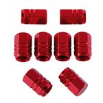 eBoot 8 Pieces Tire Stem Valve Caps Wheel Valve Covers Car Dustproof Tire Cap, Hexagon Shape (Red)