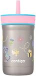 Contigo Leighton Vaccum-Insulated Kids Water Bottle with Spill-Proof Lid and Straw, 12oz Stainless Steel Water Bottle with Straw for Kids, Keeps Drinks Cold up to 13 Hours, Raspberry/Azalea