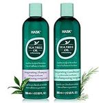 HASK Tea Tree Oil Invigorating Shampoo and Conditioner Set for all hair types, color safe, gluten-free, sulfate-free, paraben-free, cruelty-free - 12 Fl Oz each