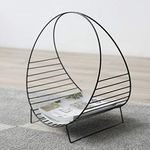 INDIAN DECOR. Metal Oval Shaped Floor Mounted Bookshelf Desktop/Magazine/Newspaper Storage Rack (Standard, Black)