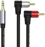 sovunis 3.5mm to 2 RCA Cable, Angle 2RCA Male to 3.5mm Male Auxiliary Stereo Audio Y Splitter Cable Compatible with TV, Smartphones, MP3, Tablets, Speakers, Home Theater, etc (1.5m/59inch)