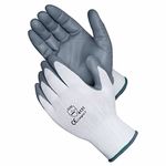 A406 24 Pair work gloves Nitrile Coated White Grey Nylon Safety Work Gloves Garden Gloves Builders Gloves Mens Gardening (X-Large)