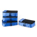 Amazon Essentials 4-Piece Packing Cubes Travel Accessories Set, Luggage Organiser with Double Zip, Mesh Top, 100% Polyester, Small/Medium/Large/Slim, Blue (Previously Amazon Basics)