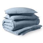 Bare Home Ultra Soft Washed Microfiber Twin/Twin XL Duvet Cover with Zipper and Securing Ties and 1 Std. Pillow Sham, Linen-Like Look, Easy Care, Hypoallergenic (Twin/Twin XL, Dusty Blue)