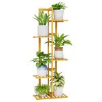 Bamworld Plant Stand Indoor 5 Tier Bamboo Corner Plant Shelf for Multiple Plants Small Tiered Flower Stand for Window Garden Balcony Home Decor Living Room Bedroom