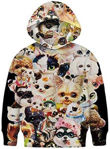 Neemanndy Kids Hoodie 3D Graphic Sweater with Pocket for Boys Girls 6-15 Years, Cute Dogs, 10-12 Years