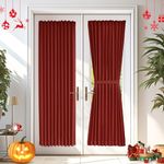 Vatge Christmas Red French Door Curtains - Sidelight Panel for Window, Living Room, and Doorways, Holiday Decor for Doorways, 1 Panel, W36 x L72, Red