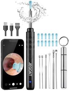 Ear Wax Removal Tool Camera, Ear Cleaner with Camera, Ear Scope, Earwax Removal Kit with Otoscope, Ear Canel Cleaning 6 LED Lights 12 Ear Pickers, 1296P HD Black